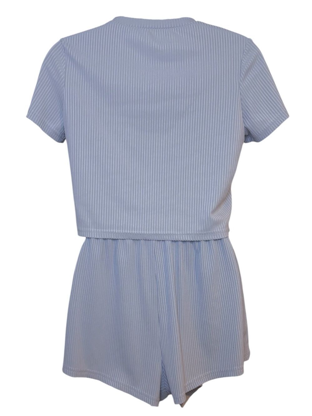 Light Blue Ribbed Two-Piece Lounge Set Size Small - Picture 2 of 4